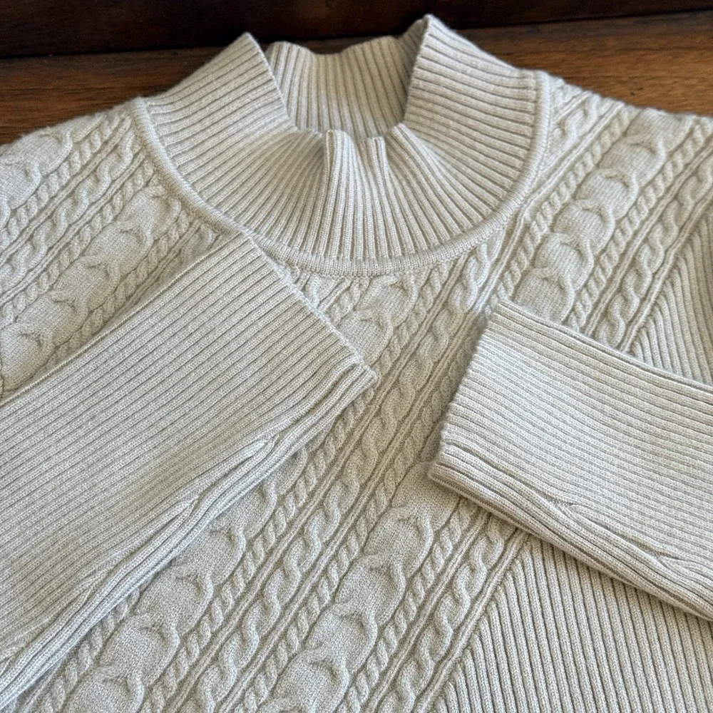 Lulus‎ Curated Forecast Sweater Top XS Beige Ribbed Mock Neck Stretch